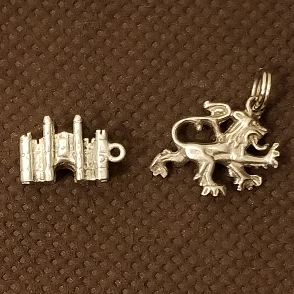 2 vintage, real silver charms from England